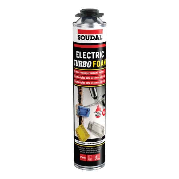 SCHIUMA POLIURETANICA PER IMPIANTI ELETTRICI 'TURBO FOAM' SOUDAL 750 ml - Pistola - SOUDAL