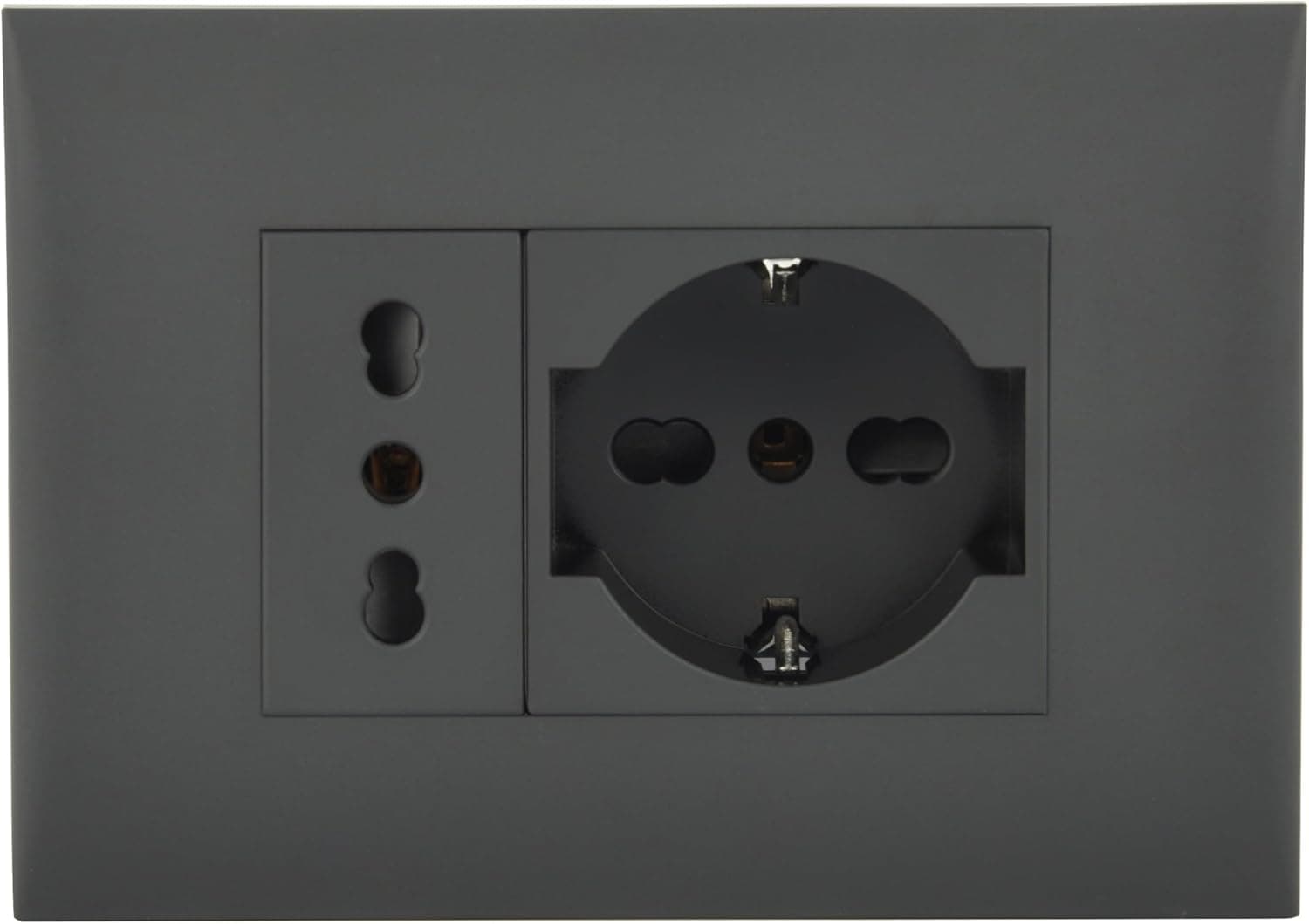 Kit Presa Bivalente Italiana Tedesca con Supporto e Placca Electraline - 2