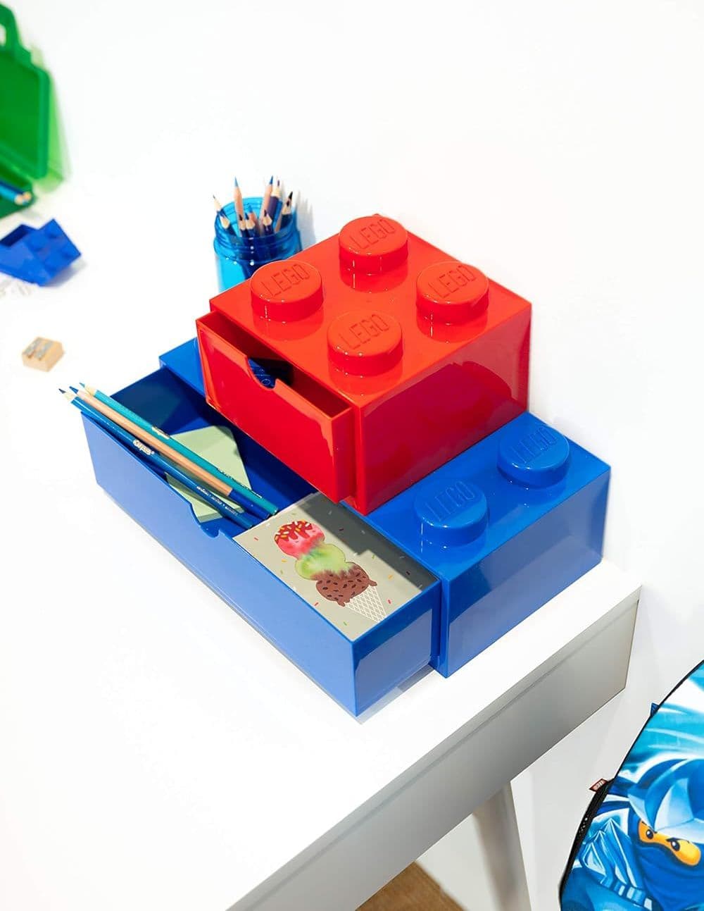 Contenitore a Cassetto Desk Drawer Lego Mod. 8 15,8 x 31,9 x 13H Colore Blu - 3