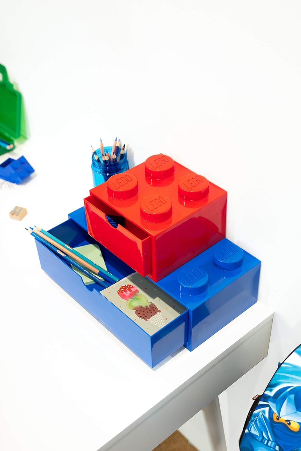 Contenitore a Cassetto Desk Drawer Lego Mod. 8 15,8 x 31,9 x 13H Colore Blu - 3