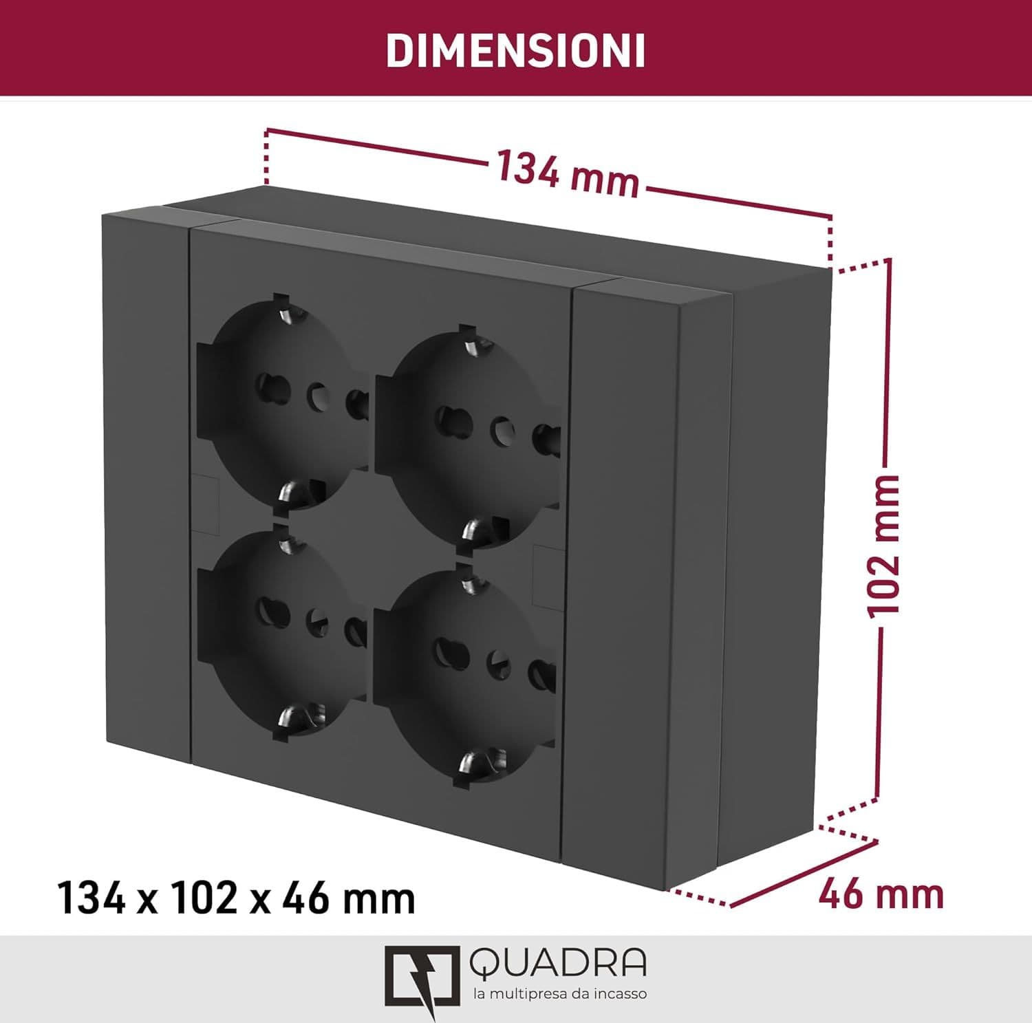 Multipresa Esterna Quadra 4 Prese Bip.sch Nera - 2