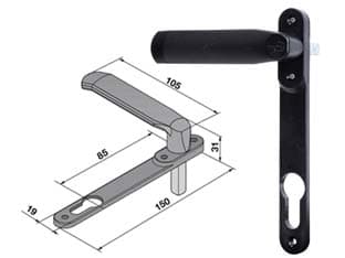 Maniglia con Placca per Serramenti Serie 086 per Cilindro Sagomato