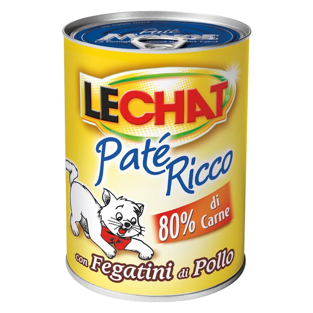 PATE' PER GATTI 'LECHAT RICCO' fegatini di pollo - gr 400- 24 pezzi  - MONGE - 2
