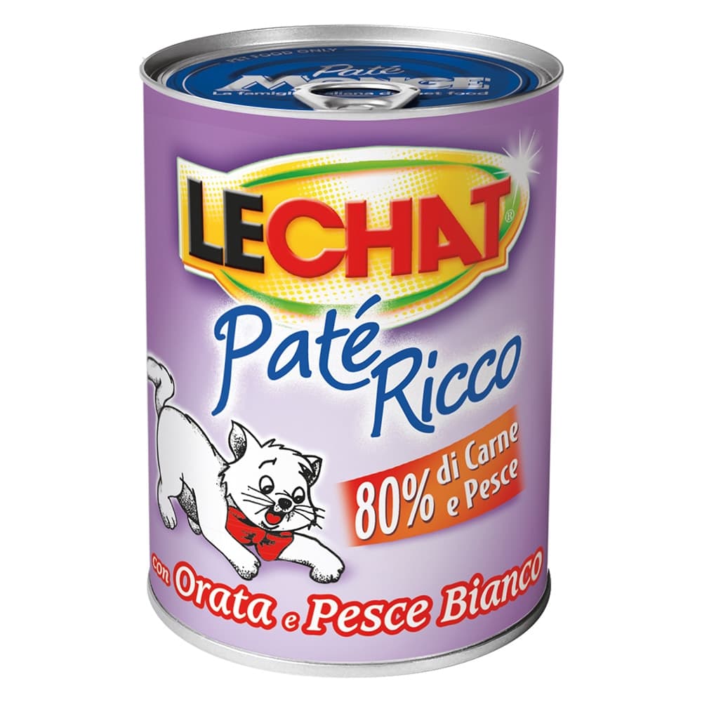 PATE' PER GATTI 'LECHAT RICCO' orata e pesce bianco - gr 400- 24 pezzi  - MONGE
