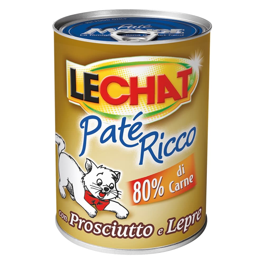PATE' PER GATTI 'LECHAT RICCO' prosciutto e lepre - gr 400- 24 pezzi  - MONGE