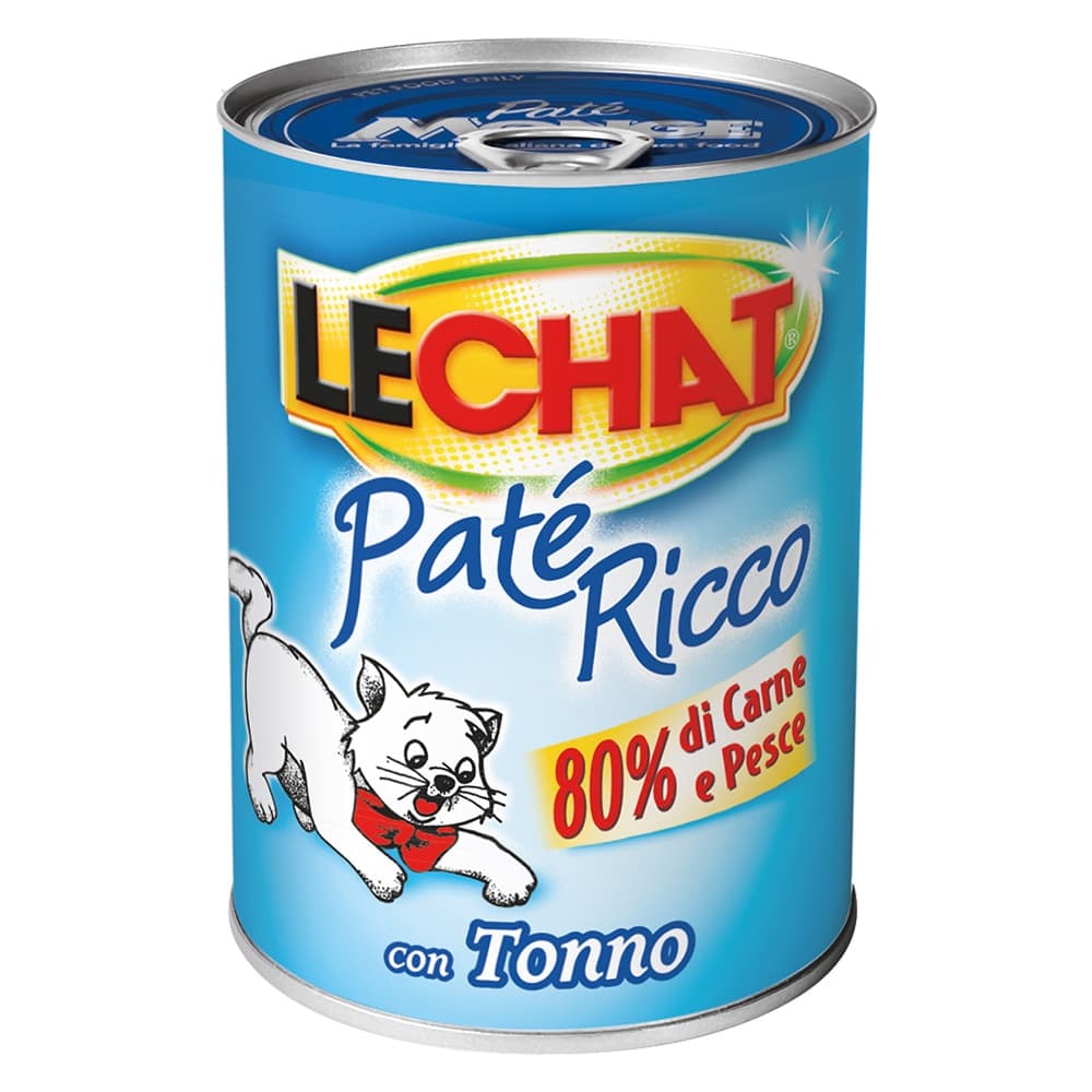 PATE' PER GATTI 'LECHAT RICCO' tonno naturale - gr 400- 24 pezzi  - MONGE