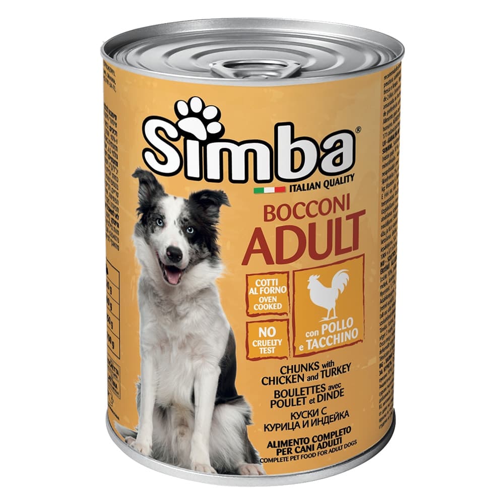 BOCCONI PER CANI 'SIMBA' pollo e tacchino - gr 415- 24 pezzi  - MONGE