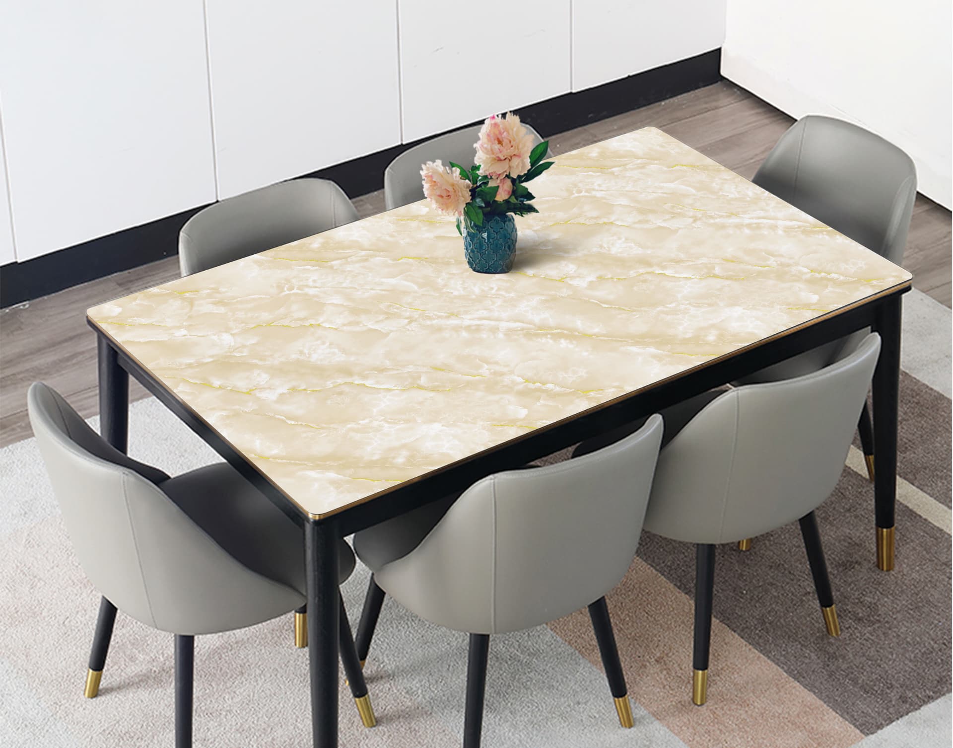 Tovagliato PVC Effetto Marmo Cm 100 H Spessore Mm 1 2 Colore Bianco Giallo - 2