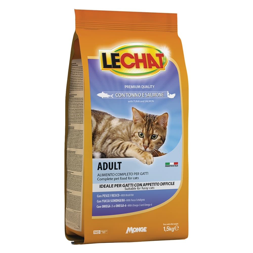 CROCCANTINI PER GATTI 'LE CHAT' tonno e salmone - kg 1,5  - MONGE