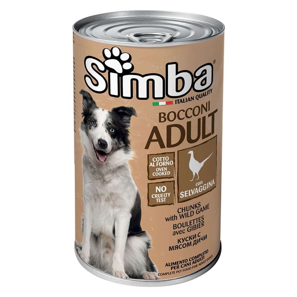BOCCONI PER CANI 'SIMBA' selvaggina - gr 1230- 12 pezzi  - MONGE