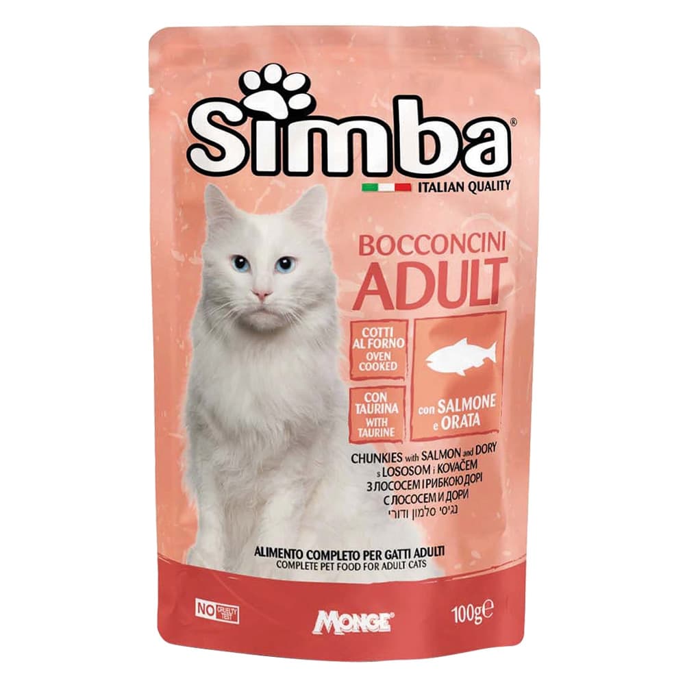 BOCCONCINI PER GATTI 'ADULT' salmone e orata - gr 100- 24 pezzi  - MONGE