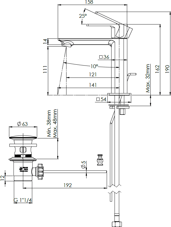 Rubinetto Miscelatore Monocomando Lavabo Icon Maria Visual INOX - 3
