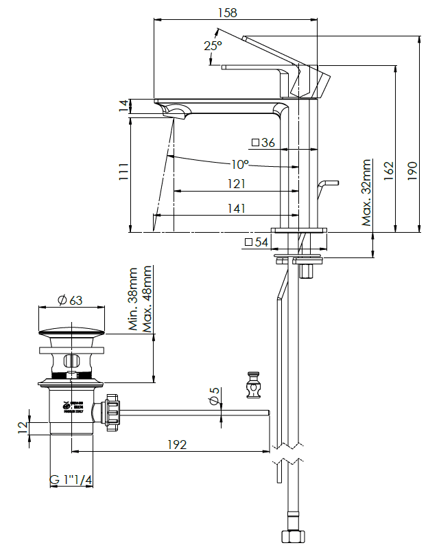 Rubinetto Miscelatore Monocomando Lavabo Icon Maria Visual INOX - 3