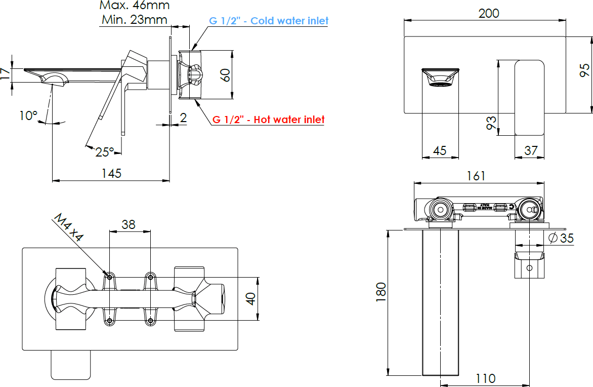 Rubinetto Miscelatore Monocomando Lavabo da Incasso Maria Oro Spazzolato - 2