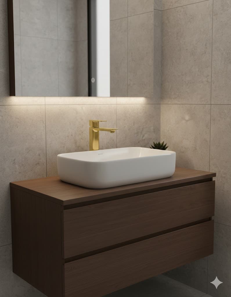 Rubinetto Miscelatore Monocomando Lavabo Senza Scarico Maria Oro Spazzolato - 3