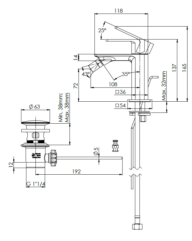 Rubinetto Miscelatore Bidet Linea Icon Maria Nero Opaco - 2