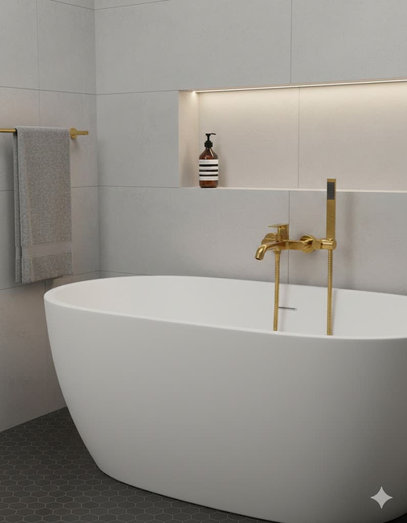 Monocomando Vasca Esterna con Accessori Linea Icon Maria Oro Spazzolato - 3