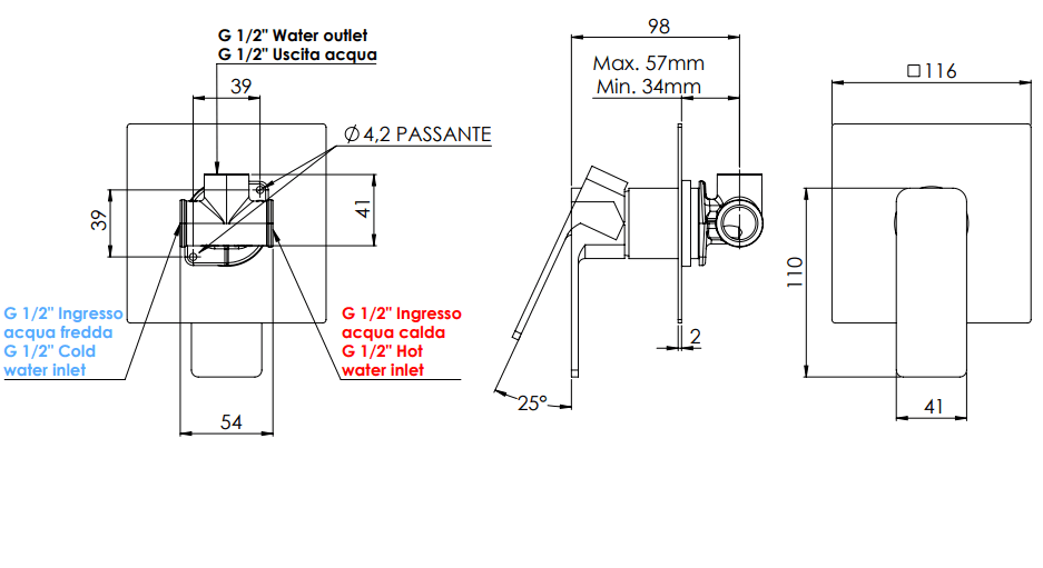Rubinetto Miscelatore Monocomando Incasso Linea Icon Maria Oro Spazzolato - 2