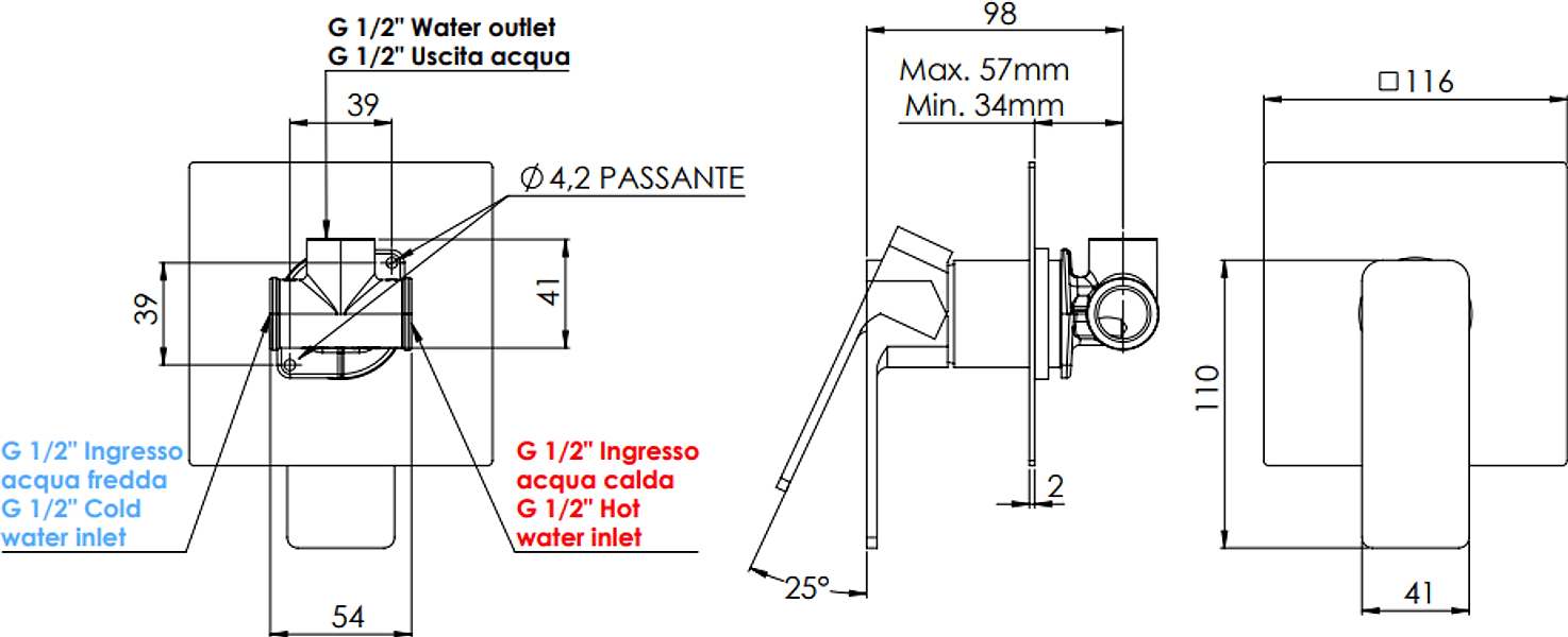 Rubinetto Miscelatore Monocomando Incasso Linea Icon Maria Visual INOX - 2