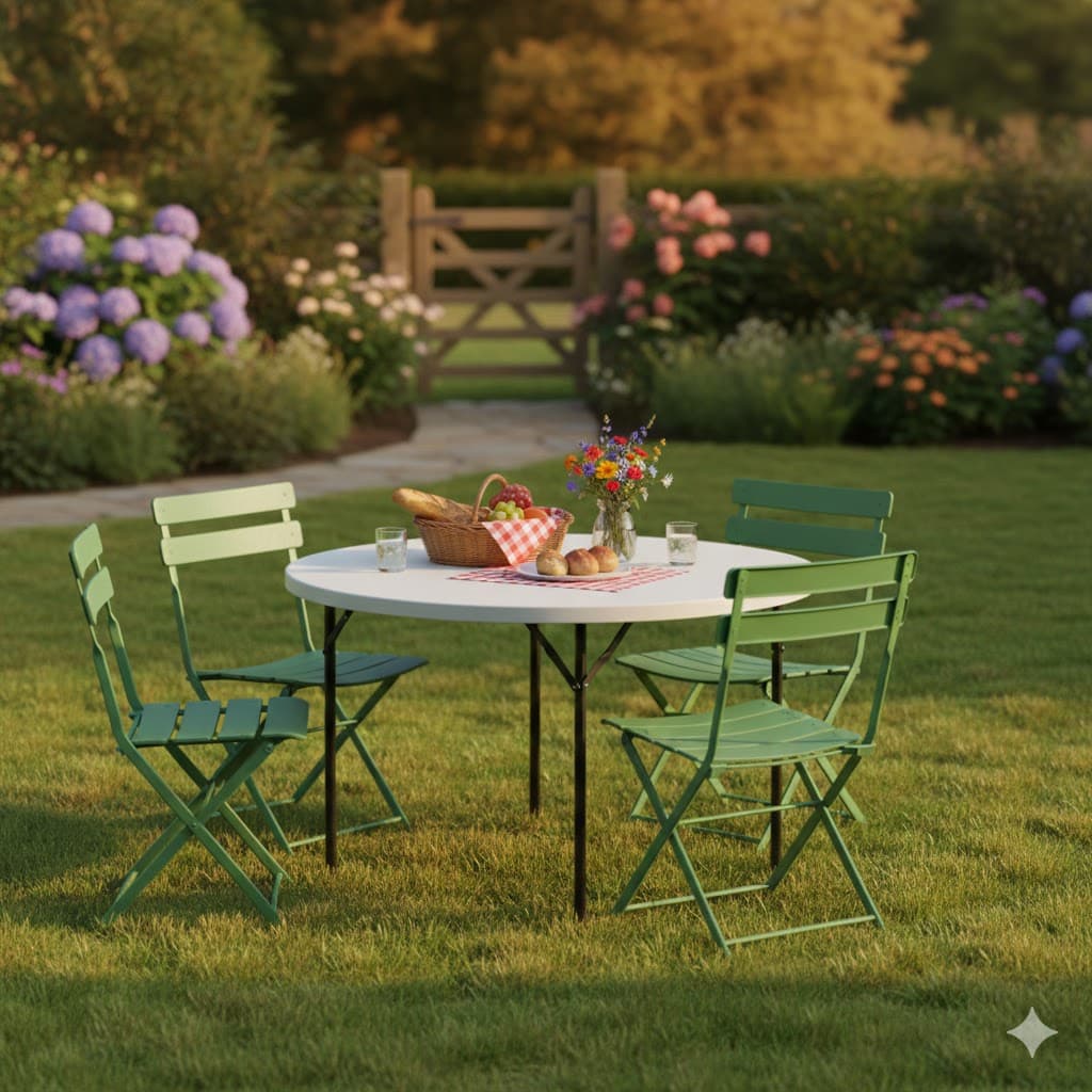 Tavolo Tondo Pieghevole Ø Lif Party Colore Bianco 120 x 74 cm - 2