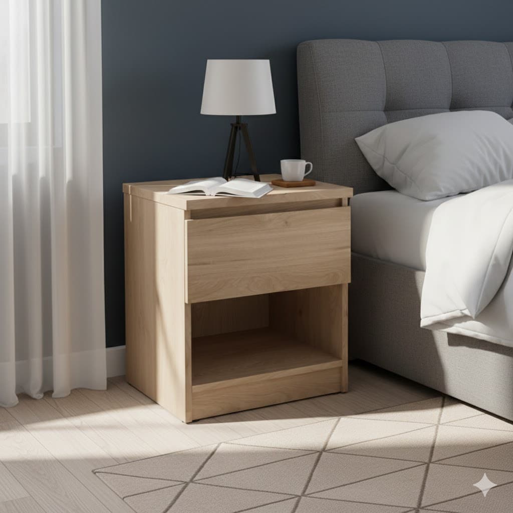 Kit Comodino Naia 1 Cass 40 x 40 x 49,5 cm Rovere - 2