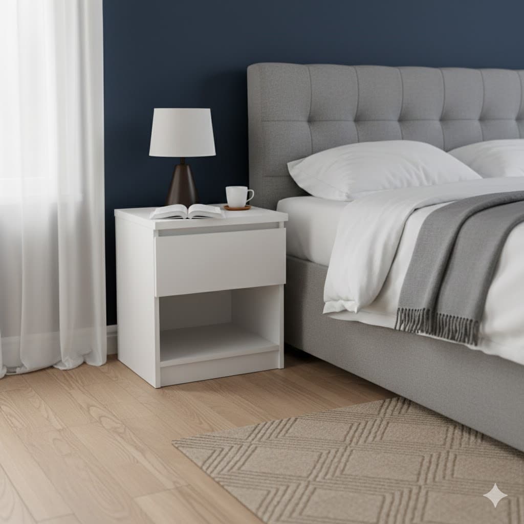 Kit Comodino Naia 1 Cass 40 x 40 x 49,5 cm Bianco - 2