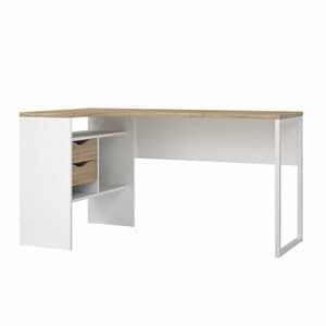 Scrivania Angolare Function Plus 8011849AK 2 Cassetti e Vano Bianco Quercia 145 x 81 x 77 cm