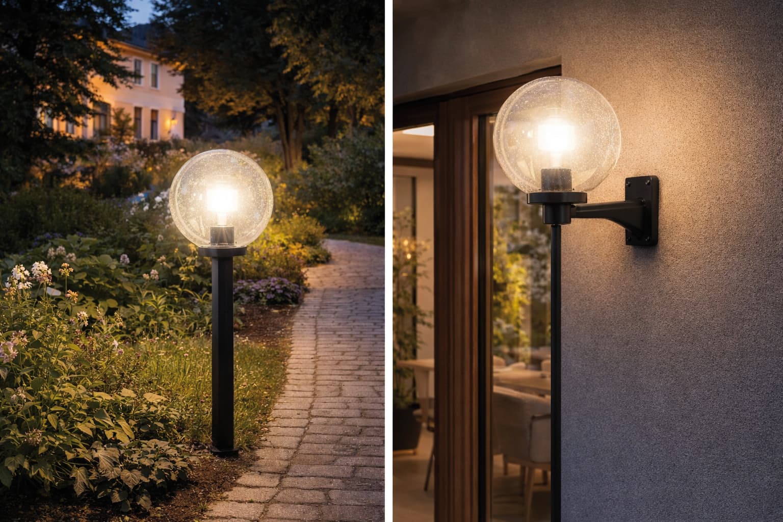Lampada Diffusore Globo Ø Cm 25 con Base Colore Trasparente 2 Pezzi - 2