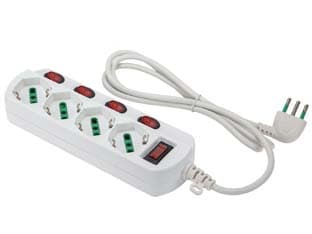 Multipresa 4 Posti BIPASSO+1SCHUKO C Inter.su Ogni Presa Linea Retail
