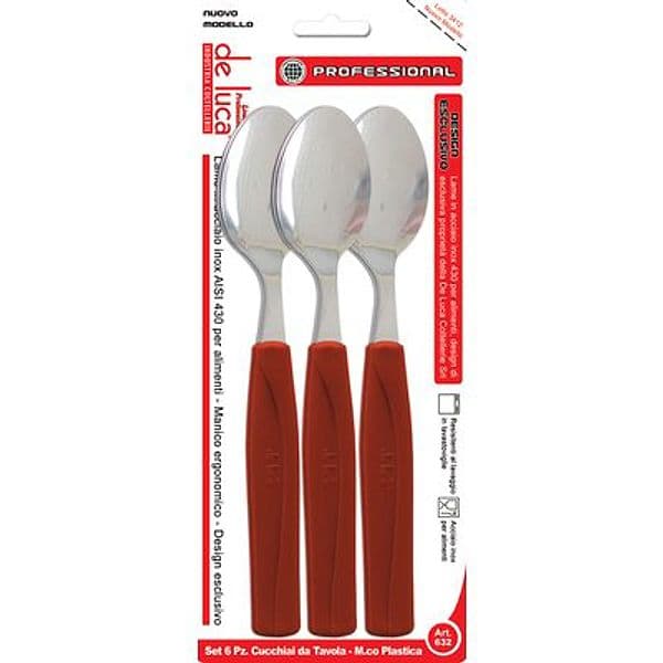 Cucchiaio Tavola Super De Luca Manico Plt Marrone Inox 6 Pezzi
