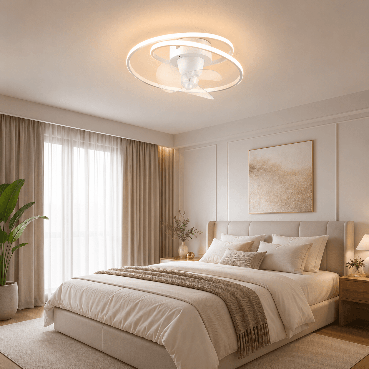 Plafoniera Con Ventilatore Led Umea Spirale Trio Lighting Dimmerabile Telecomando - 2