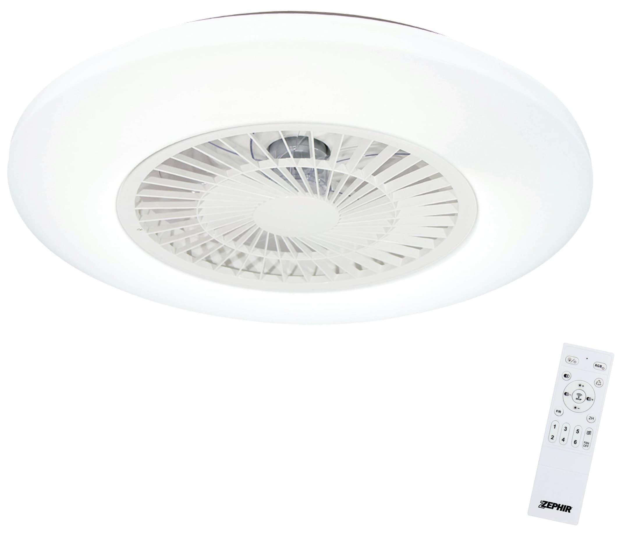 Zephir VENTILATORE PLAFONIERA LED ZVP1 CON LUCE BIANCA REGOLABILE +RGB MULTICOLOR