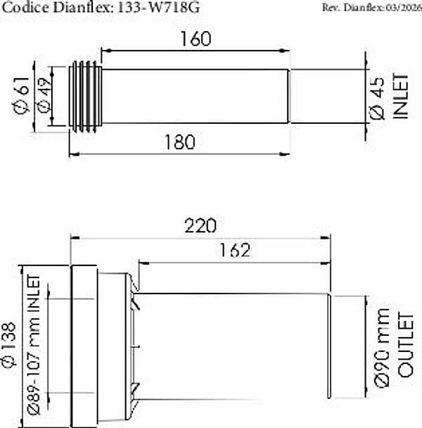 Set Allacciamento WC Sosp 35 cm Iti - 2