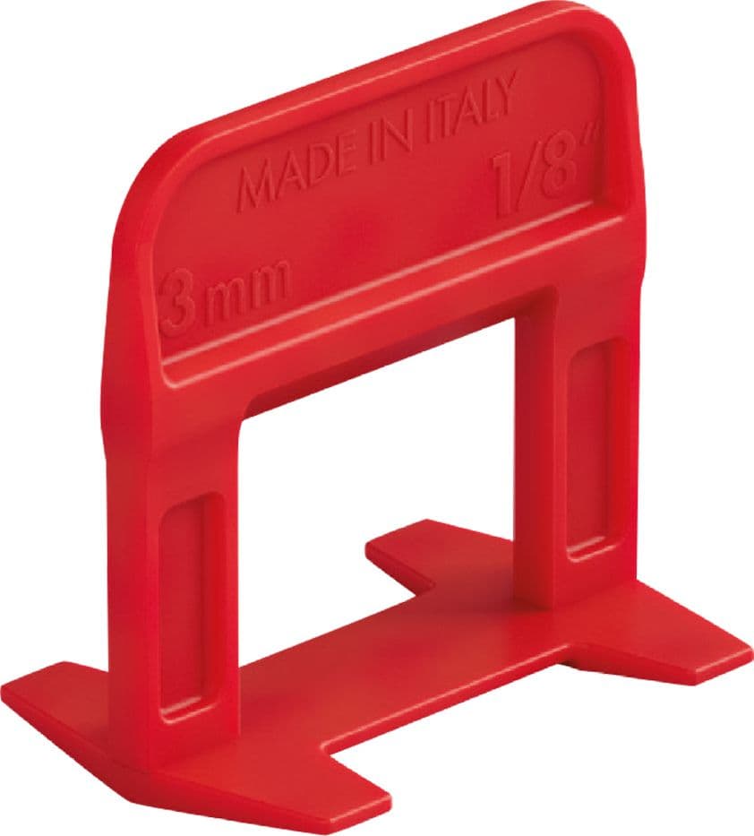 BASE LIVELLANTE CON FERITOIA PER CUNEO 'RLS EVO' H. mm 12 - fuga 3 mm - cf. 250 pz - col.rosso  - RAIMONDI