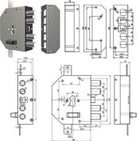 Serratura Triplice da Applicare con Scrocco Profilo Europeo 2250PE Dx