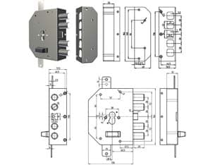 Serratura Triplice da Applicare con Scrocco Profilo Europeo 2250PE Dx