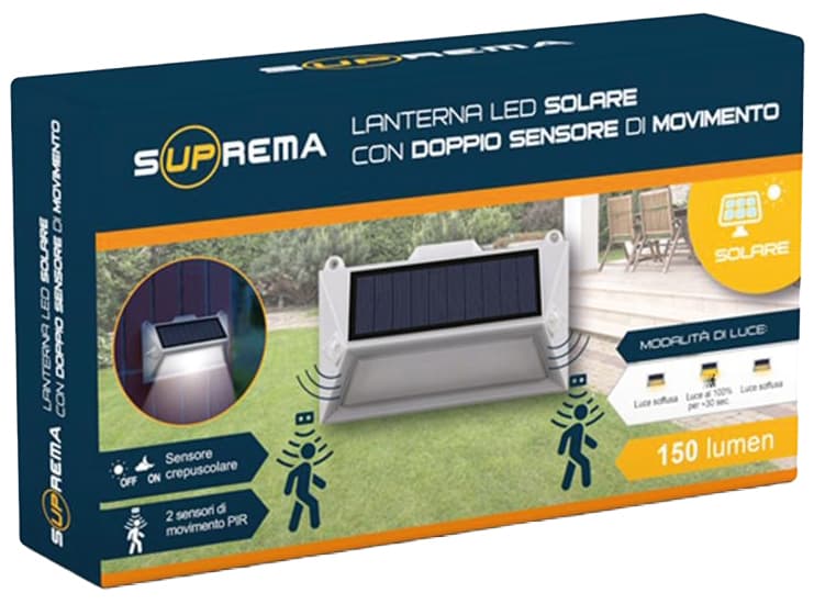 Lampada Solare con Doppio Sensore di Movimento 18 LED 0 2 Watt 150 Lumen - 3