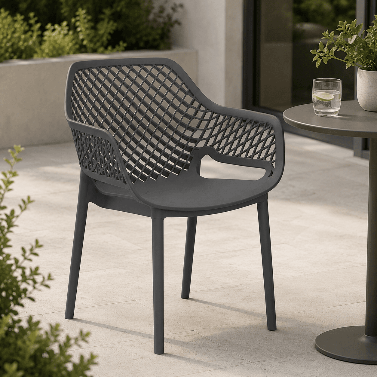 Sedia Bica Aria Armchair in Polipropilene Schienale Forato Grafite - 2