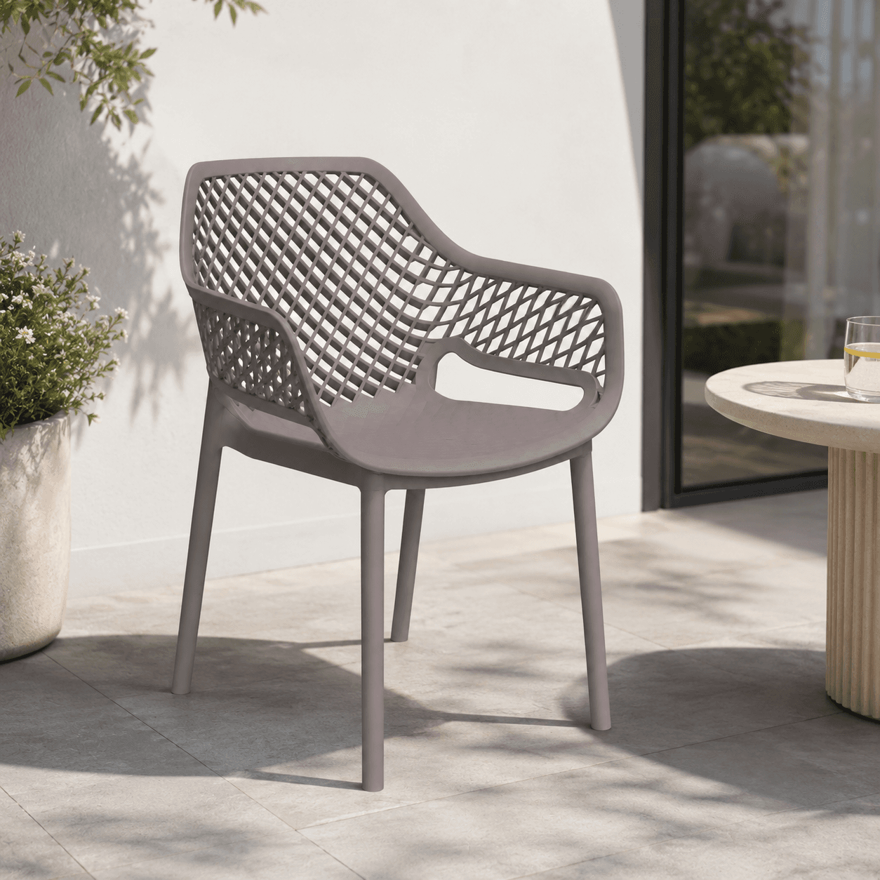 Sedia Bica Aria Armchair in Polipropilene Schienale Forato Taupe - 2