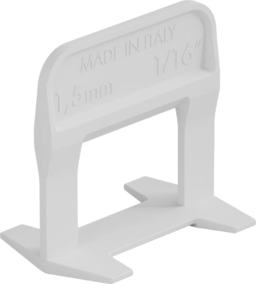 BASE LIVELLANTE CON FERITOIA PER CUNEO 'RLS EVO' H. mm 12 - fuga 1,5 mm - cf. 500 pz - col.bianco  - RAIMONDI - 2