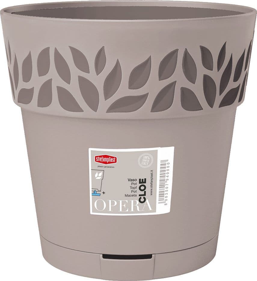 VASO TONDO 'CLOE' Ø 15 x h.15 - greige/grigio quarzo  - STEFANPLAST - 4