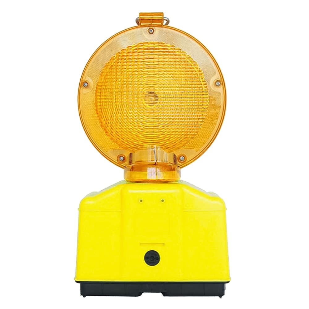 LAMPADA DA CANTIERE LAMPEGGIANTE 'DOUBLE BLINK ROAD' corpo giallo fluo - diffusore arancione  - VELAMP