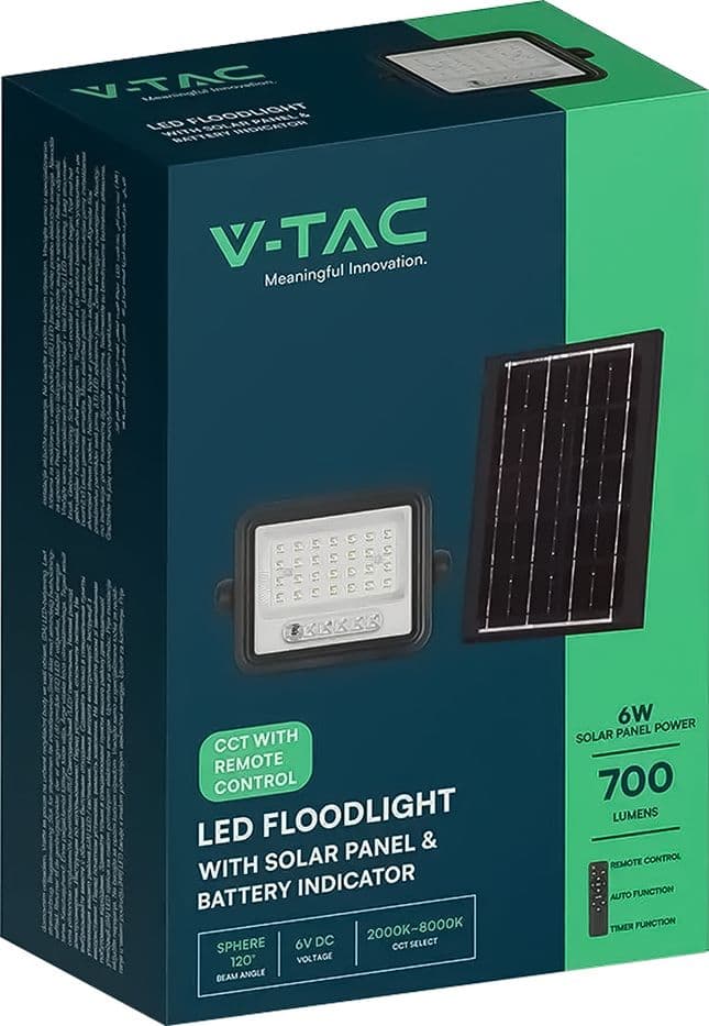 PROIETTORE A LED 'CCT' CON PANNELLO SOLARE 50W / 700 lumen  - VTAC