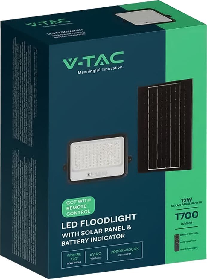 PROIETTORE A LED 'CCT' CON PANNELLO SOLARE 200W / 1700 lumen  - VTAC