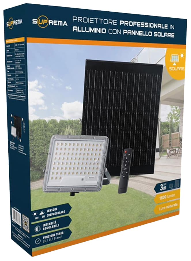 Proiettore Solare con Sensore Crepuscolare 87 LED 12 W 1800 Lumen Luce - 3