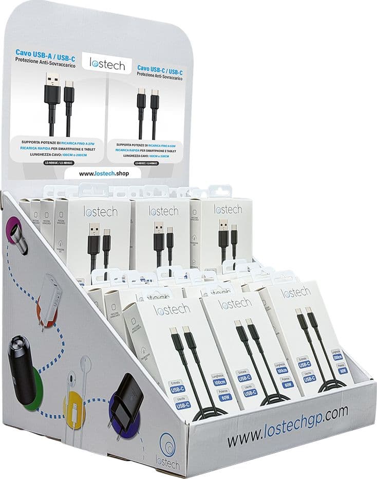 ESPOSITORE DA BANCO PER CAVI USB 48 pz - completo  - LOSTECH - 2