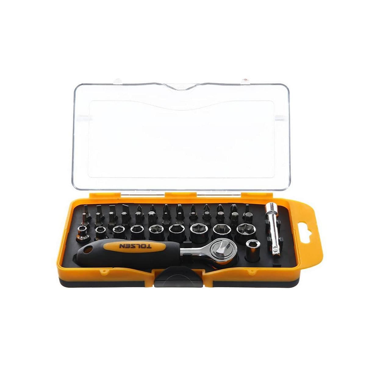 Set 30PZ Cricchetto da ¼ con Bussole e Inserti Misti Tolse - 2
