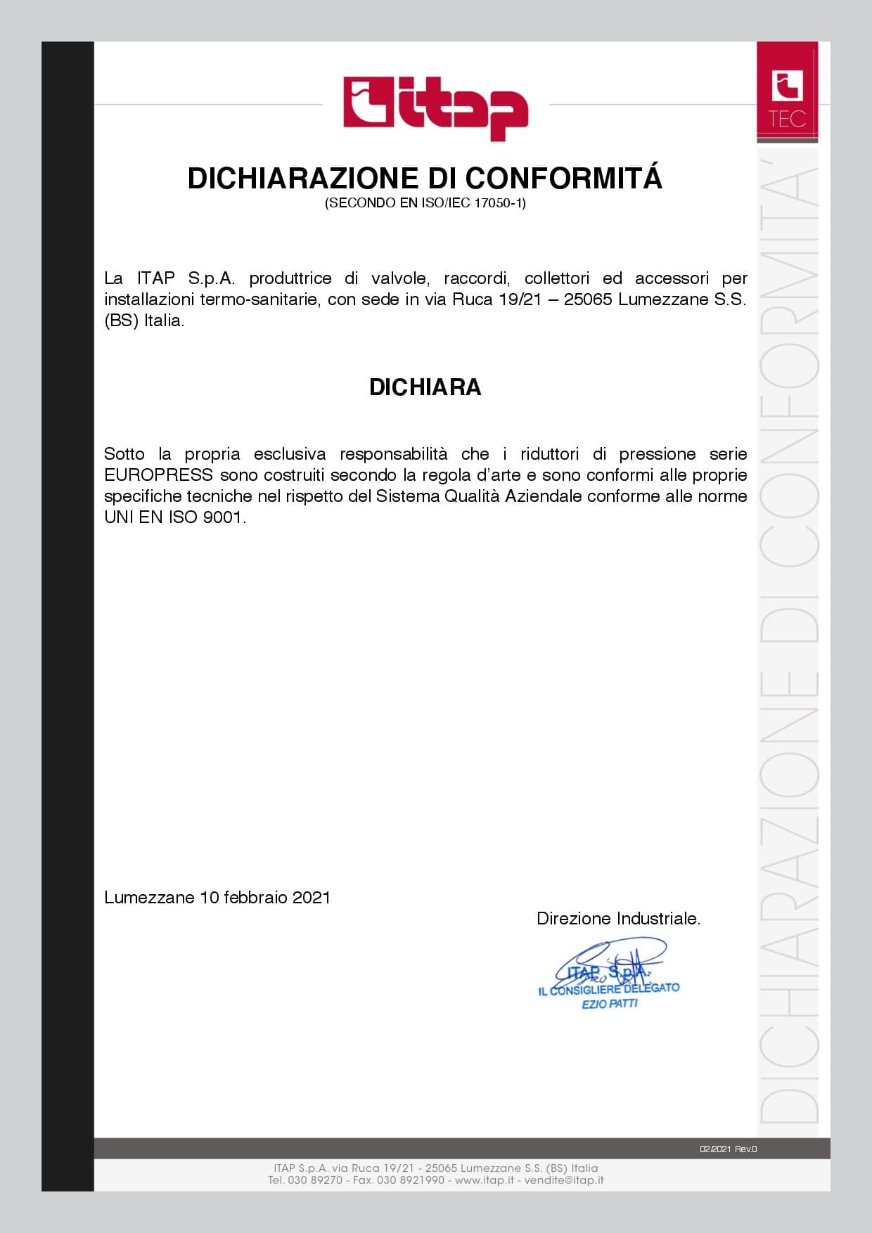 Riduttore di Pressione Europress Pesante FF Itap 1/2 (DN 15) 25 Bar - 2