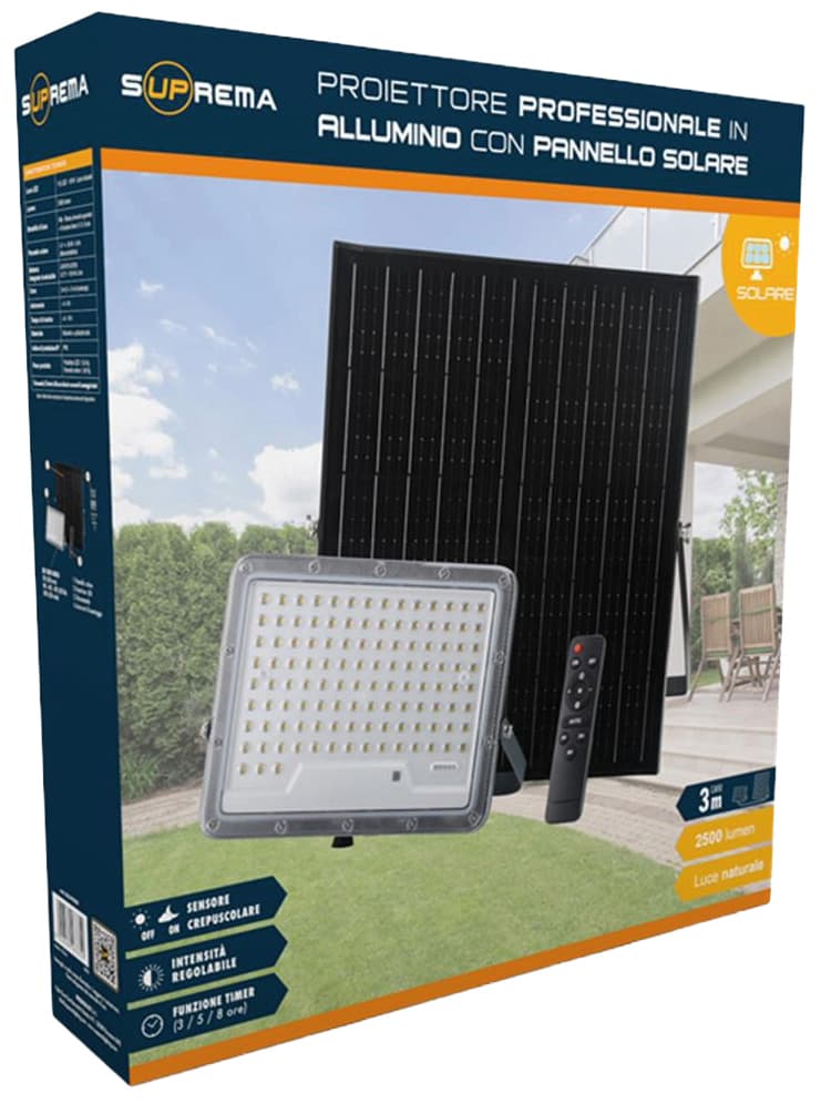 Proiettore Solare con Sensore Crepuscolare 115 LED 16 W 2500 Lumen Luce - 3