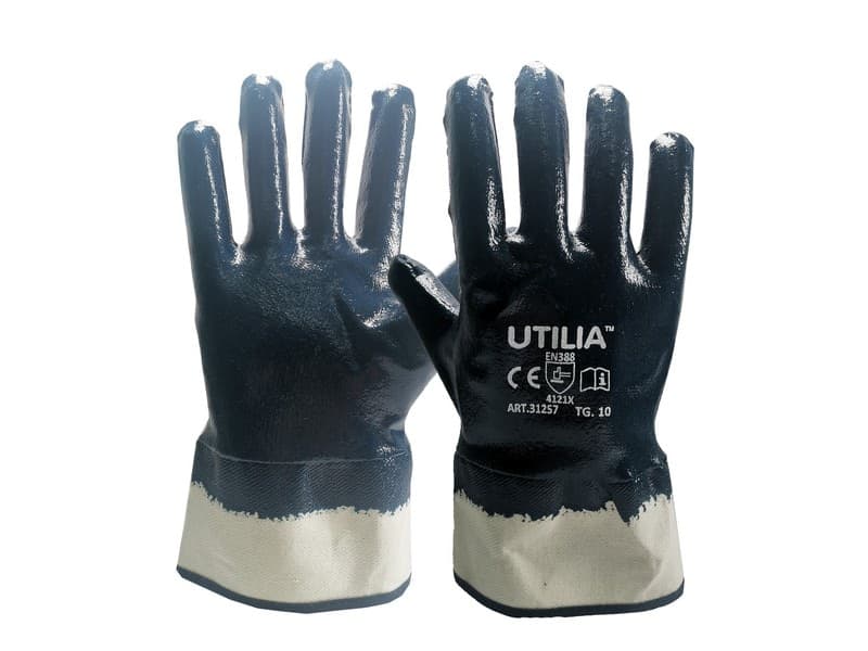 Guanti N.B.R. con Manicotto Colore Blu TG.9 12 Paia Utilia